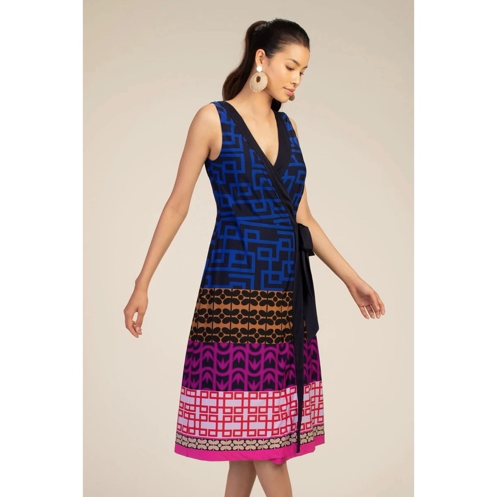 NWT Trina Turk Krisel Bright Printed Wrap Midi Dress